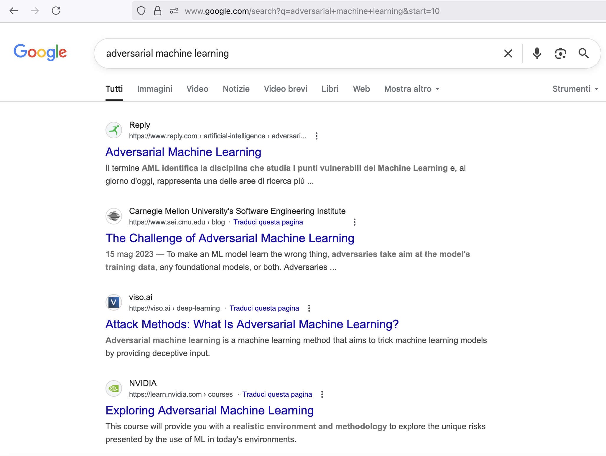 Google Search - adversarial machine learning